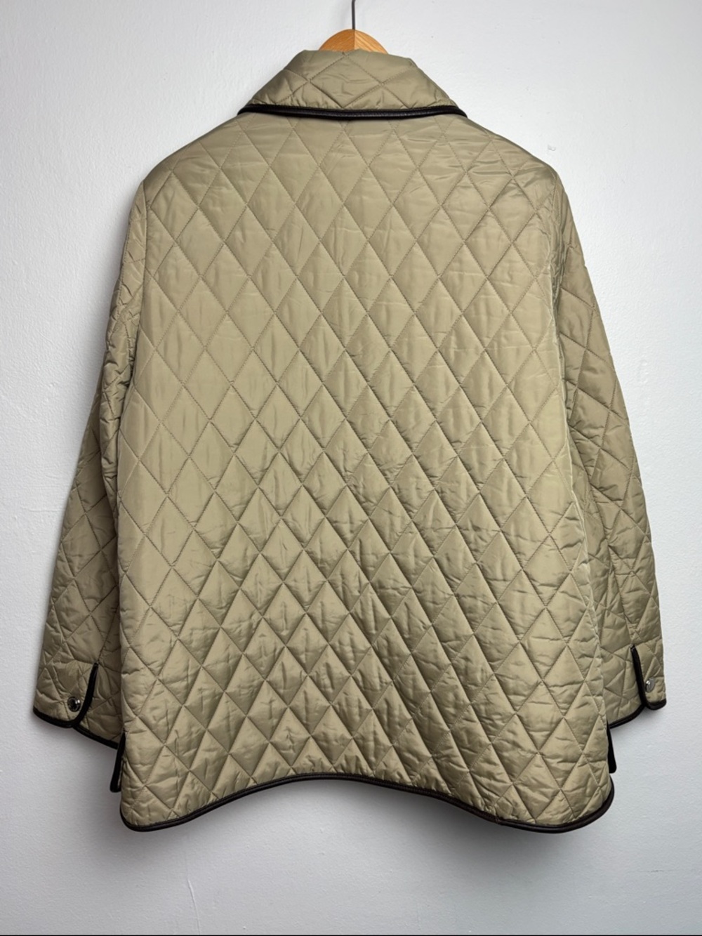 Coach Women's Large Classic Diamond Quilted Jacket Tan Snap Button Leather Trim - Picture 2 of 8
